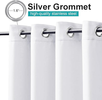 NICETOWN Outdoor Curtain for Patio Waterproof Extra Wide 84 inch, Sun Blocking Vertical Blinds Thermal Insulated Stainless Grommet for Front Porch/Gazebo/Lanai, Pure White, 1 Piece, 84 inch L