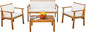 Devoko Patio Furniture 4 Piece Acacia Wood Outdoor Conversation Sofa Set with Table & Cushions Porch Chairs for Garden, Deck, Backyard, Natural