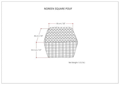 SIMPLIHOME Noreen Square Pouf - 18 inch Wide Upholstered Handwoven Cotton Ottoman in Light Blue and White, Boho Footstool or Extra Seating for Living Room with Polystyrene Filling, Assembled