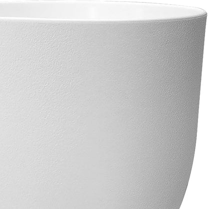 10/9/8 inch Medium Flower Pots, 3 Pack Modern Decorative Plastic Planters with Drainage Holes and Tray, Plant Pots for Indoor Outdoor Plants, White
