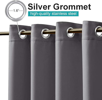 NICETOWN Patio Outdoor Curtain 120" Extra Wide Waterproof for Porch, Grommet Vertical Blinds Blackout Divider Drape for Outside Balcony/Lounge, Grey, 1 Panel, 108" Long
