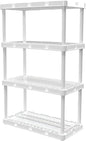 Gracious Living 4 Shelf Knect-A-Shelf Ventilated Light Duty Storage Home Organizer with Adjustable Shelves for Garage, Basement, and Laundry, White