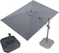 PURPLE LEAF 9' X 11.5' Patio Umbrella with Base Outdoor Cantilever Rectangle Umbrella Offset Umbrella with 360-degree Rotation for Garden Deck Pool Patio, Grey