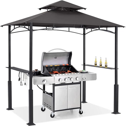 ABCCANOPY 8x5 Grill Gazebo - Outdoor BBQ Canopy Shelter with Led Light for Patio Backyard Grilling (Dark Gray)