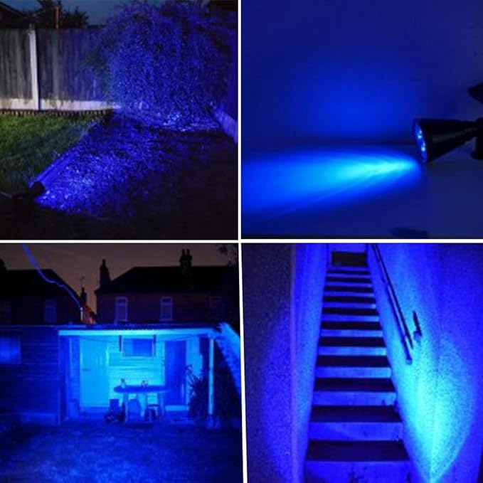 T-SUN Blue Solar Spotlights, Outdoor Waterproof Auto ON/Off Adjustable Garden Pond Lights for Tree, Patio, Yard, Driveway, Stairs, Pool Area