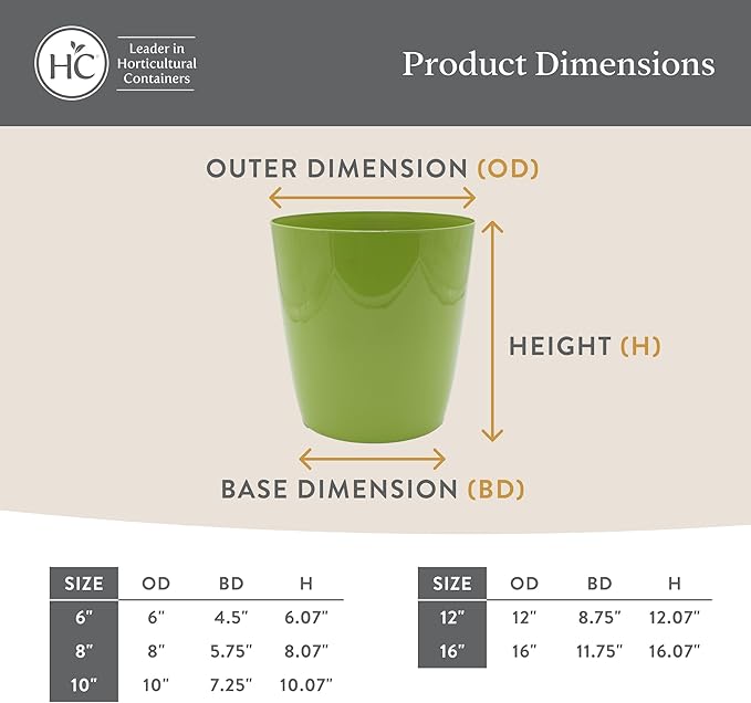 The HC Companies Aria Round Self-Watering Pot - Lightweight Plastic Planter for Herbs & More - Durable Plant Pots for Indoor Plants & Outdoor Plants (12" Glossy Black, Pack of 1)