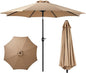 OLIXIS 9ft Patio Umbrella with Tilt and Crank Button & 8 Sturdy Ribs Waterproof, Patio Table Umbrella Perfect for Poolside, Terrace, Beach and Outdoor Restaurant, Brown