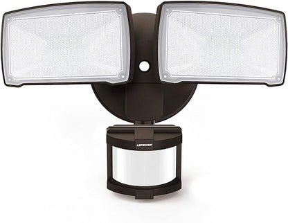 LEPOWER 30W LED Security Lights Motion Sensor Light Outdoor, 3200LM Motion Security Light, 5500K, IP65 Waterproof, 2 Head Motion Detector Flood Light for Garage, Yard, Porch, Brown (NOT Solar Powered)