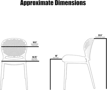 2xhome Patio Dining Chair | Modern Stackable Outdoor Pool Side Chair | Weather Resistant Plastic for Yard, Porch, Balcony, Kitchen, Gray, Single, Set of 1