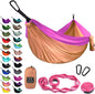 Gold Armour Camping Hammock - XL Double Hammock Portable Hammock Camping Accessories Gear for Outdoor Indoor with Tree Straps, USA Based Brand (Peach and Pink)