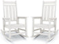 KINGYES Oversized Outdoor Rocking Chair Set of 2, All-Weather Patio Rocking Chairs for Porch, HDPE Outdoor Patio Rockers with High Back & Wide Seat for Garden, Lawn, White