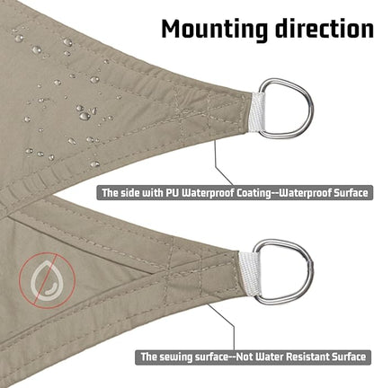 LOVE STORY Right Triangle 7'x8'x10.6' Waterproof Sun Shade Sail Canopy UV Block for Outdoor Patio Backyard Carport,Taupe(We Make Custom Size)