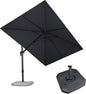 PURPLE LEAF 8.2' X 11.5' Tilting Patio Umbrella with Base Outdoor Cantilever Swivel Rectangle Umbrella Offset Umbrella with 360-degree Rotation for Garden Deck Pool Patio Light Grey