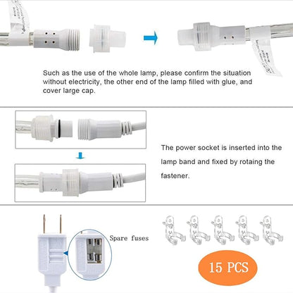 50ft 360 LED Rope Lights Outdoor, Connectable and Flexible Tube Lights with 8 Modes, Waterproof Indoor Outdoor LED Rope Lighting for Deck, Garden, Pool, Fences,Patio, Indoor Outdoor Decorations (Blue)