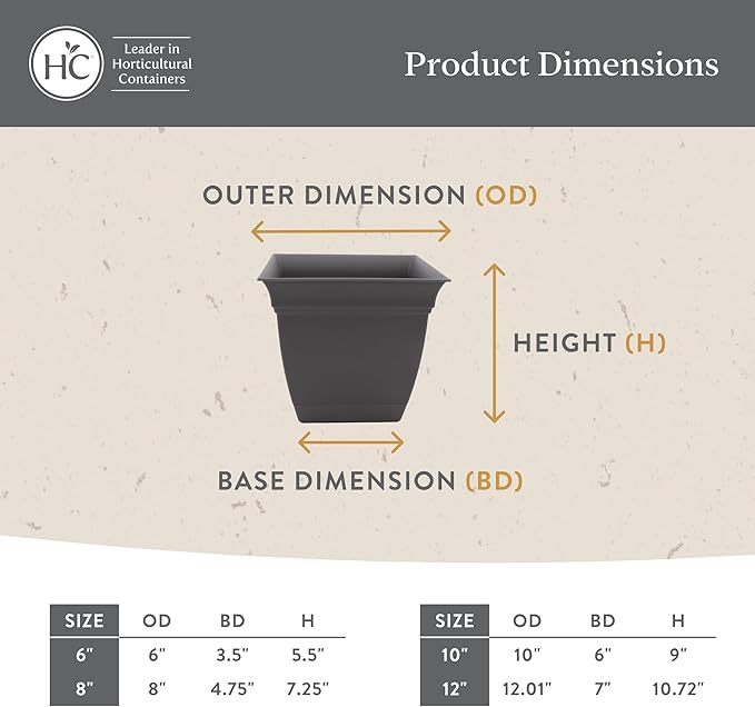The HC Companies Eclipse Square Plastic Planter w/Attached Saucer - Outdoor & Indoor Plant Pot with Drainage Holes - Lightweight, UV-Resistant Plastic Pots for Plants (10" Teal, Pack of 1)
