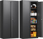 Yizosh Metal Garage Storage Cabinet with 2 Doors and 4 Adjustable Shelves - 71" Steel Lockable File Cabinet,Locking Tool Cabinets for Office,Home,Garage,School,Gym