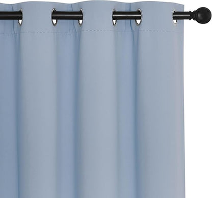 NICETOWN Vintage Blue Blackout Curtains 84 inch Length, Grommet Top Room Darkening Drapes for Bedroom Living Room, Light Blocking Window Covering for Privacy (W66 x L84 Inch, 1 Panel)