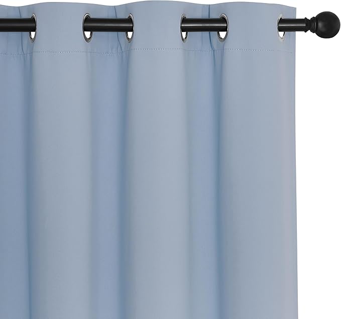 NICETOWN Vintage Blue Blackout Curtain for Living Room - Solid Thermal Insulated Grommet Blackout Panel/Drape for Bedroom Kitchen Window (1 Panel, 52 inches Wide by 54 inches Long)