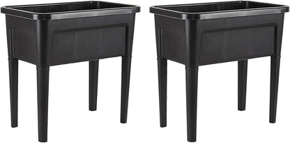 2 Pcs Plastic Raised Garden Beds with Legs，16 Gallon Outdoor Elevated Garden Planter Box，Perfect for Flowers, Vegetables, and Herbs