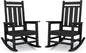 KINGYES Oversized Outdoor Rocking Chair Set of 2, All-Weather Patio Rocking Chairs for Porch, HDPE Outdoor Patio Rockers with High Back & Wide Seat for Garden, Lawn, Black