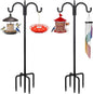 FEED GARDEN Adjustable Double Shepherds Hook for Outdoor with 5 Prong Base 76 Inch Heavy Duty Two Sided Bird Feeder Pole for Hanging Plant Baskets, Solar Light Lanterns, Wind Chimes 2 Pack