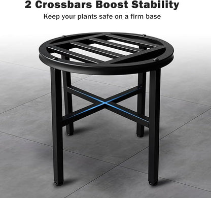 Plant Stand Indoor Outdoor,13 Inch Round Metal Plant Stands Riser,Heavy Duty Wrought Iron Pedestal Holders for Large Flower Pot,Outside Rust-Proof Black Flower Display Shelf for Patio,2-Pack