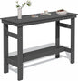 SERWALL 41" Outdoor Bar Table with 1.6" Umbrella Hole, HDPE Patio Bar Counter Height Table, All-Weather Rectangle Bar Table for Backyard, Garden, Poolside, Balcony - Grey
