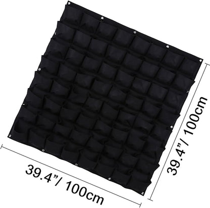 Ogrmar 64 Pockets Vertical Wall Garden Planter Plant Grow Bag for Flower Vegetable for Indoor/Outdoor (64 Pockets, Black)