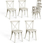 VINGLI Plastic Outdoor Dining Chairs Set of 4, Stackable Patio Cream White Dining Chairs with X Back, Waterproof Kitchen & Dining Room Chairs for Indoor-Outdoor, Capacity 400 lbs