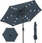 Best Choice Products 7.5ft Outdoor Solar Market Table Patio Umbrella for Deck, Pool w/Tilt, Crank, LED Lights - Slate Blue