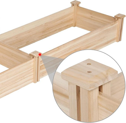 Yaheetech 8×2ft Wooden Horticulture Raised Garden Bed Divisible Elevated Planting Planter Box for Flowers/Vegetables/Herbs in Backyard/Patio Outdoor, Natural Wood, 95 x 25 x 11in