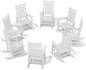 SERWALL HDPE Outdoor Rocking Chair Set of 8, Patio Rocking Chairs for Adults, All Weather Outdoor Rockers for Lawn, White