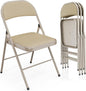 VINGLI 4 Pack Folding Chairs with Padded Seats, Metal Frame with Pu Leather Seat & Back, Capacity 350 lbs, Set of 4, Khaki