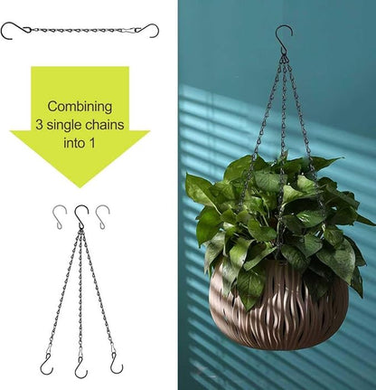 RIFNY 20 Inch Chain for Hanging Plants, Black Small Plant Chains for Hanging Baskets Kits with Hooks for Bird Feeders Planters Billboards Lanterns Wind Chimes Ornaments Outdoor Indoor Use (5 PCS)