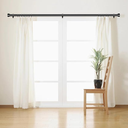 2 Pack Curtain Rods for Windows 72 to 144, 1 Inch Adjustable Black Heavy Duty Long Window Curtain Rod, Modern Style Indoor Outdoor Drapery Rods with End Caps, Size 32" - 150"