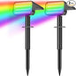 LANSOW Solar Spot Lights Outdoor Color Changing, 2 Pack/7 Modes Waterproof Solar Christmas Landscape Spotlights, LED Solar Powered Flood Lights for Yard Garden Pathway Outside Halloween, Auto ON/Off