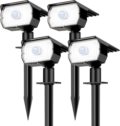 nipify Solar Lights Outdoor Waterproof, Motion Sensor Spot Lights- 4 Pack/56 LED/3 Modes Solar Powered Spotlights 2-in-1 Auto On/Off Landscape Lighting for Outside Yard Wall Garden, Cool White