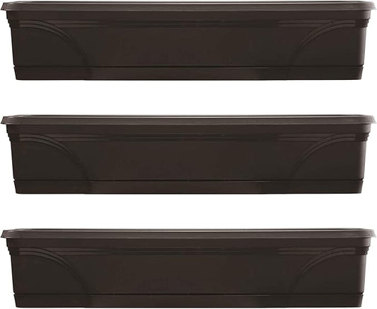 Southern Patio SPAT-MB3612BK 36-Inch Medallion Hanging Windowsill Garden Box Planter, Black (3 Pack)