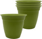 The HC Companies 8 Inch Eclipse Round Planter Pots with Drainage Holes & Attached Saucer, Lightweight UV-Resistant Plastic Indoor Outdoor Planters, 4-Pack Flower Pots for Garden & Home Decor, Peridot