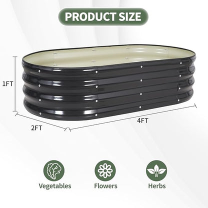 1MORE Galvanized Raised Garden Bed- Planter Garden Boxes Outdoor, Raised Beds for Gardening, 4x2x1ft Metal Garden Bed Kit for Vegetables Flower, Planter Raised Beds with Tools.Gray-2pack