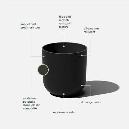 Veradek Mason Series Lima Planter - Round Planter for Indoor or Outdoor Porch/Garden | Made from Plastic-Stone Composite with Drainage Holes | Modern Décor for Succulents, Flowers, Small Plants