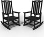 Oversized Rocking Chair Set of 2, Outdoor Rocking Chair for Adults, All Weather Resistant Porch Rocker for Lawn Garden, Black