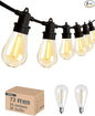 addlon 72FT(2FT Space) LED Outdoor String Lights with 36 Edison Shatterproof Bulbs, Heavy-Duty and Weatherproof Strand, Commercial Grade Patio Lights, Decorative for Patio, Black