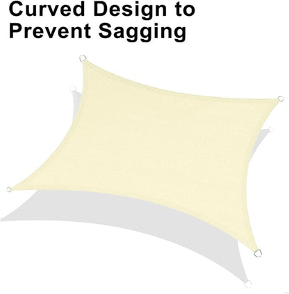 LOVE STORY Custom Size 8'x20' Butter Cream Sun Shade Sail Rectangle UV Block Canopy Patio Sail Sunshades Fabric for Outdoor Garden Carport (We Make Custom Size)