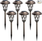 GIGALUMI 6 Pack Solar Pathway Lights Outdoor, Metal Glass & ABS Solar Landscape Lights Waterproof IP65, Warm White Solar Powered Garden Lights for Yard Patio Walkway Driveway (Brown)