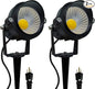 LED Outdoor Landscape Spotlight - 120V 12W Warm White Waterproof Spot Lights for Yard House Flag Tree, Lighting Decorations for Christmas Halloween(2 Pack)