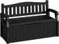80-Gallon Outdoor Storage Bench, Waterproof Deck Box with Lockable Lid, Dark Black