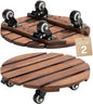 Idzo 2-Pack 14 Inch Acacia Wood Plant Caddy with Wheels – Heavy-Duty Plant Dolly with 264 Lbs Capacity, 360° Lockable Wheels for Large Plant Pots, Heavy Objects, Ideal for Indoor and Outdoor Use