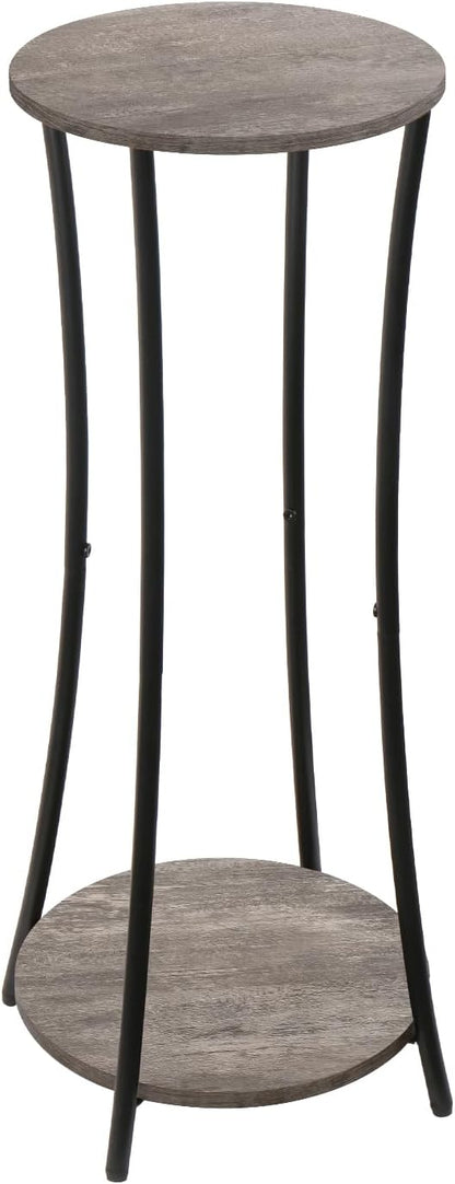 YINMIT Plant Stand Indoor,2 Tier Round Potted Holder Rack,Flower Pot Stand Shelf,Round Supports Rack,Corner Plant Shelf for Balcony Garden Patio Living Room,Grey