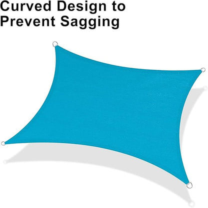 LOVE STORY 8' x 16' Sun Shade Sails Outdoor Sunshades Fabric Sun Shade Canopy for Patio Garden Backyard, Turquoise Blue